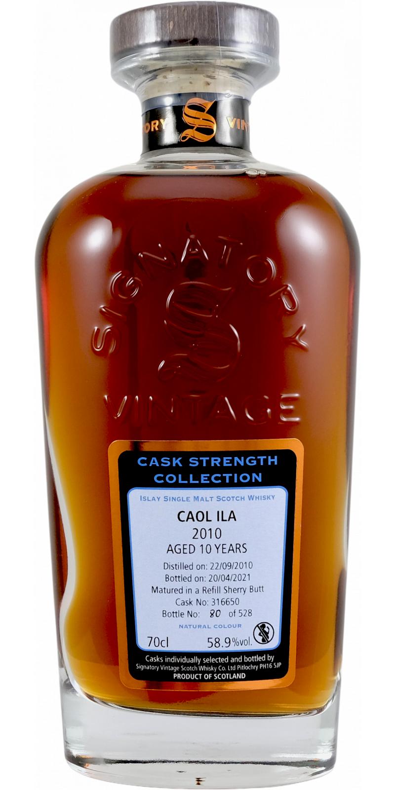 Caol Ila 10 Year Old (D.2010, B.2021) Signatory Vintage Scotch Whisky | 700ML at CaskCartel.com