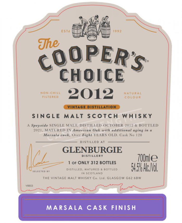 Glenburgie 2012 VM The Cooper's Choice 8 Year Old 2021 Release (Cask #128) Single Malt Scotch Whisky | 700ML