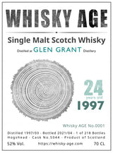 Glen Grant 1997 WAGE #1 24 Year Old 2021 Release Cask #5044 Single Malt Scotch Whisky | 700ML at CaskCartel.com