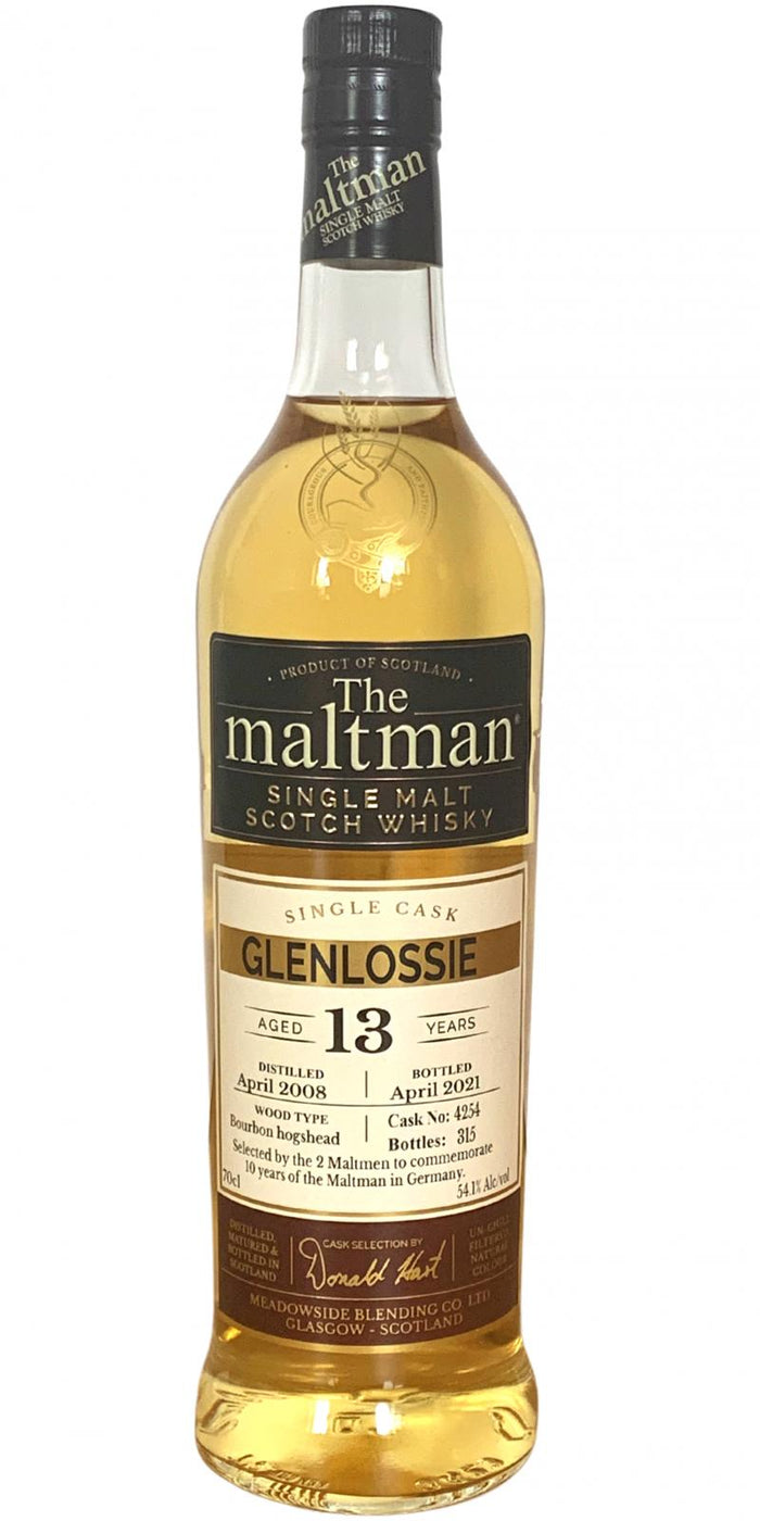 Glenlossie 2008 MBl The Maltman 13 Year Old 2021 Release (Cask #4254) Single Malt Scotch Whisky | 700ML