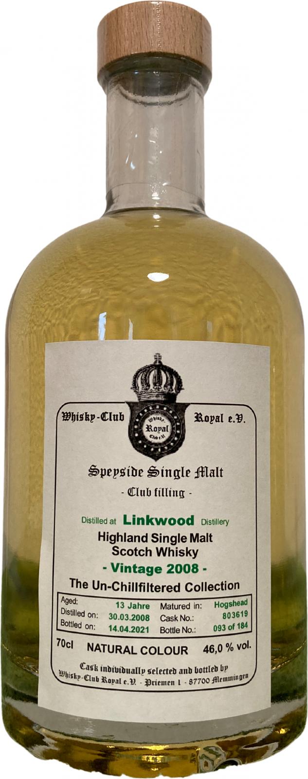 Linkwood 2008 WCR - see note by RoyalScotsman Club filling 13 Year Old 2021 Release (Cask #803619) Single Malt Scotch Whisky | 700ML at CaskCartel.com