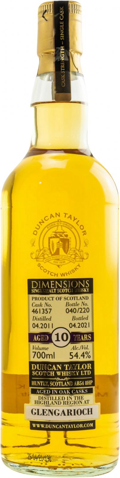 Glen Garioch 2011 DT Dimensions 10 Year Old 2021 Release (Cask #461357) Single Malt Scotch Whisky | 700ML