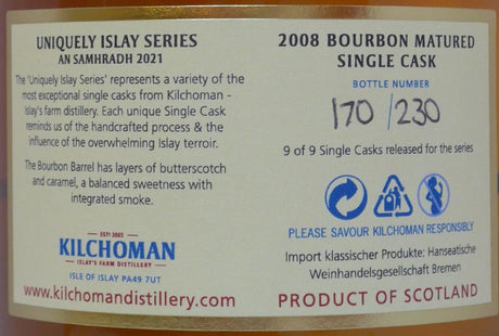 Kilchoman 2008 Uniquely Islay Series - An Samhradh 2021 13 Year Old 2021 Release (Cask #124/2008) Single Malt Scotch Whisky | 700ML at CaskCartel.com