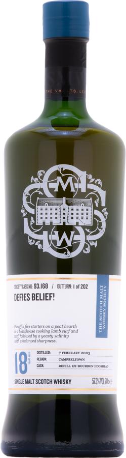 Glen Scotia 2003 SMWS 93.168 Defies belief! 18 Year Old 2021 Release (Cask #93.168) Single Malt Scotch Whisky | 700ML at CaskCartel.com