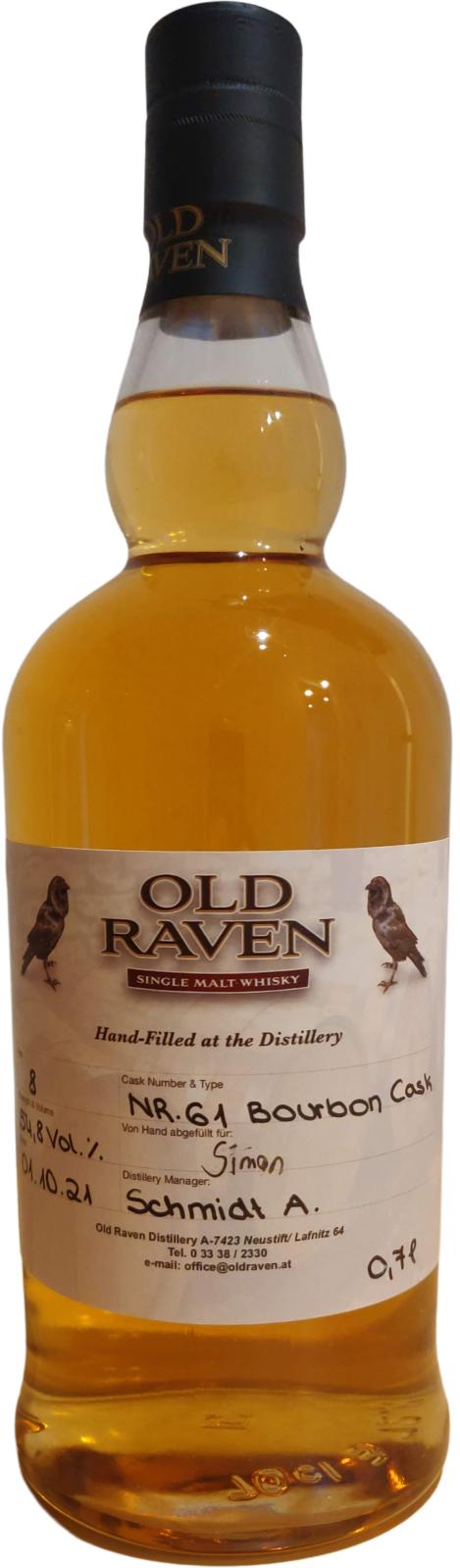 Old Raven 08-year-old Hand-Filled at the Distillery 8 Year Old 2021 Release (Cask #61) Single Malt Whisky | 700ML at CaskCartel.com