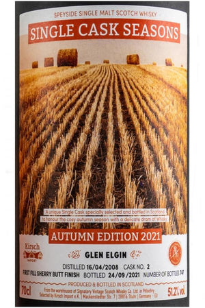Glen Elgin 2008 SV Single Cask Seasons - Autumn 2021  2021 Release (Cask #2) Single Malt Scotch Whisky | 700ML at CaskCartel.com