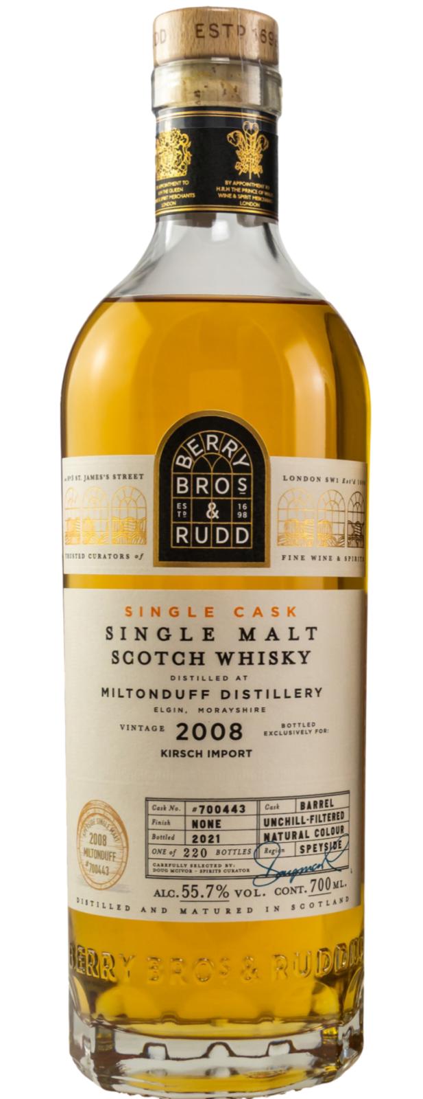 Miltonduff 2008 BR Single Cask  2021 Release (Cask #700443) Single Malt Scotch Whisky | 700ML