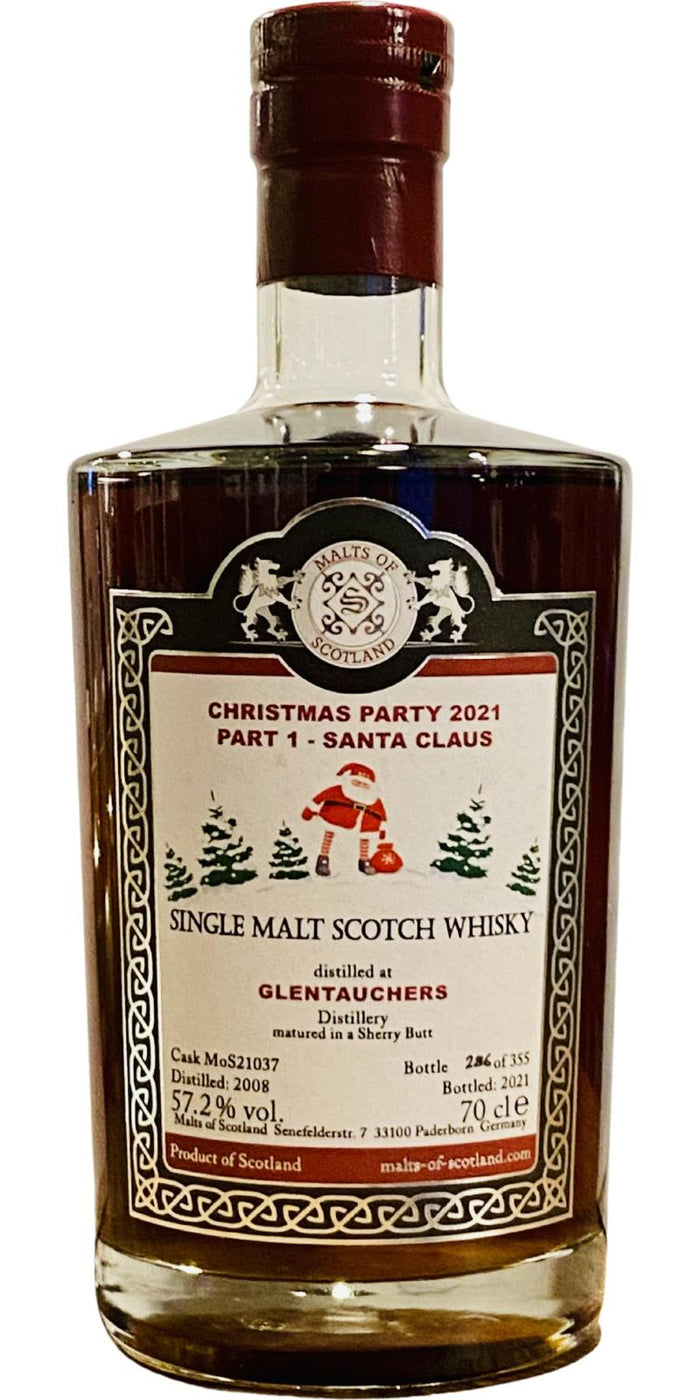 Glentauchers 2008 MoS Christmas 2021 Part 1 - Santa Claus  2021 Release (Cask #MoS 21037) Single Malt Scotch Whisky | 700ML