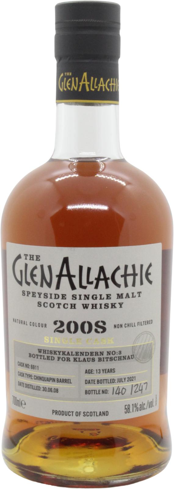 Glenallachie 2008 Whiskykalendern No:3 13 Year Old 2021 Release (Cask #6911) Single Malt Scotch Whisky | 700ML at CaskCartel.com