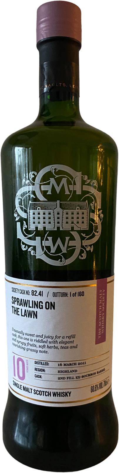 Glencadam 2011 SMWS 82.41 Sprawling on the lawn 10 Year Old 2021 Release (Cask #82.41) Single Malt Scotch Whisky | 700ML