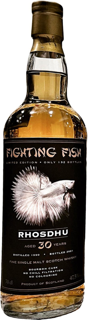 Old Rhosdhu 1990 JW Fighting Fish 30 Year Old 2021 Release Single Malt Scotch Whisky | 700ML at CaskCartel.com