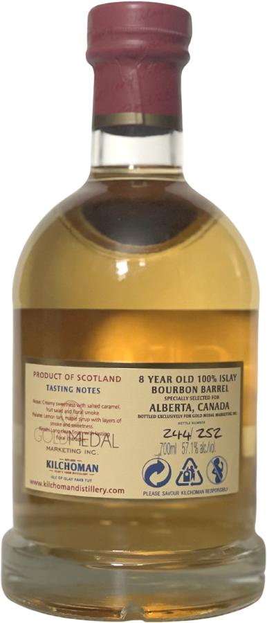 Kilchoman 2013 100% Islay Bourbon Barrel 8 Year Old 2021 Release (Cask #15/2013) Single Malt Scotch Whisky | 700ML
