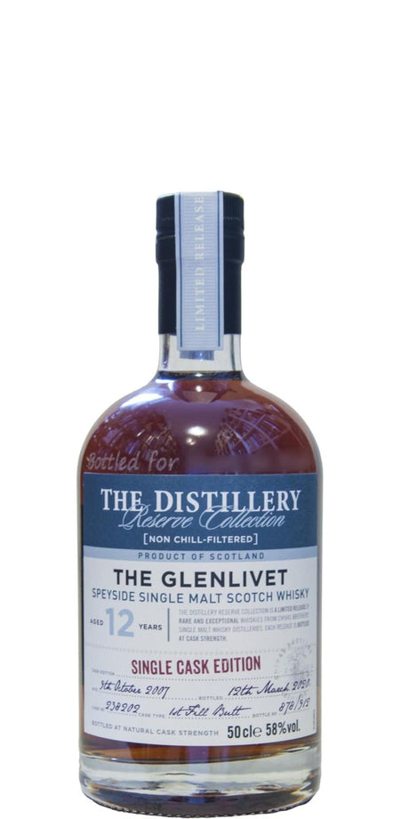 Glenlivet 2007 The Distillery Reserve Collection - Single Malt Editon 12 Year Old 2020 Release (Cask #238202) Single Malt Scotch Whisky | 500ML at CaskCartel.com