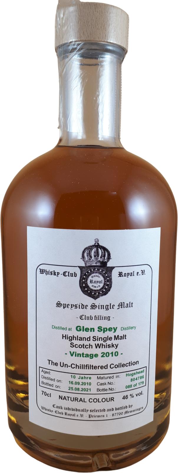 Glen Spey 2010 WCR - see note by RoyalScotsman Club Filling 10 Year Old 2021 Release (Cask #804786) Single Malt Scotch Whisky | 700ML at CaskCartel.com