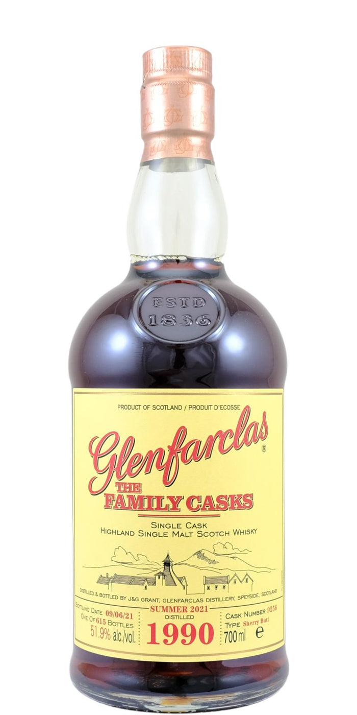 Glenfarclas 1990 The Family Casks (Release S21)  2021 Release (Cask #9256) Single Malt Scotch Whisky | 700ML