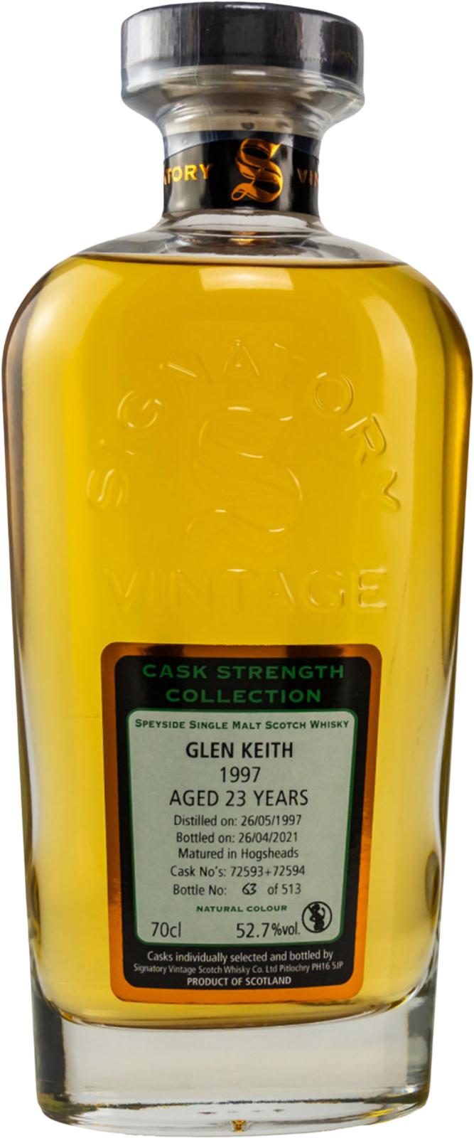 Glen Keith Signatory Vintage Cask Strength 1997 23 Year Old (52.7%) Whisky | 700ML