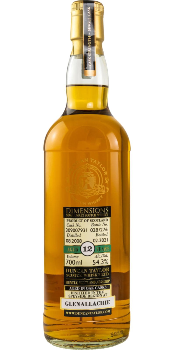 GlenAllachie Dimensions Single Cask #309007931 2008 12 Year Old Whisky | 700ML