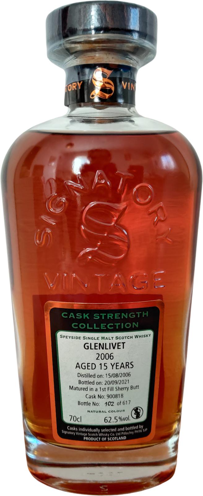 Glenlivet Signatory Vintage Single Cask #900818 2006 15 Year Old Whisky | 700ML