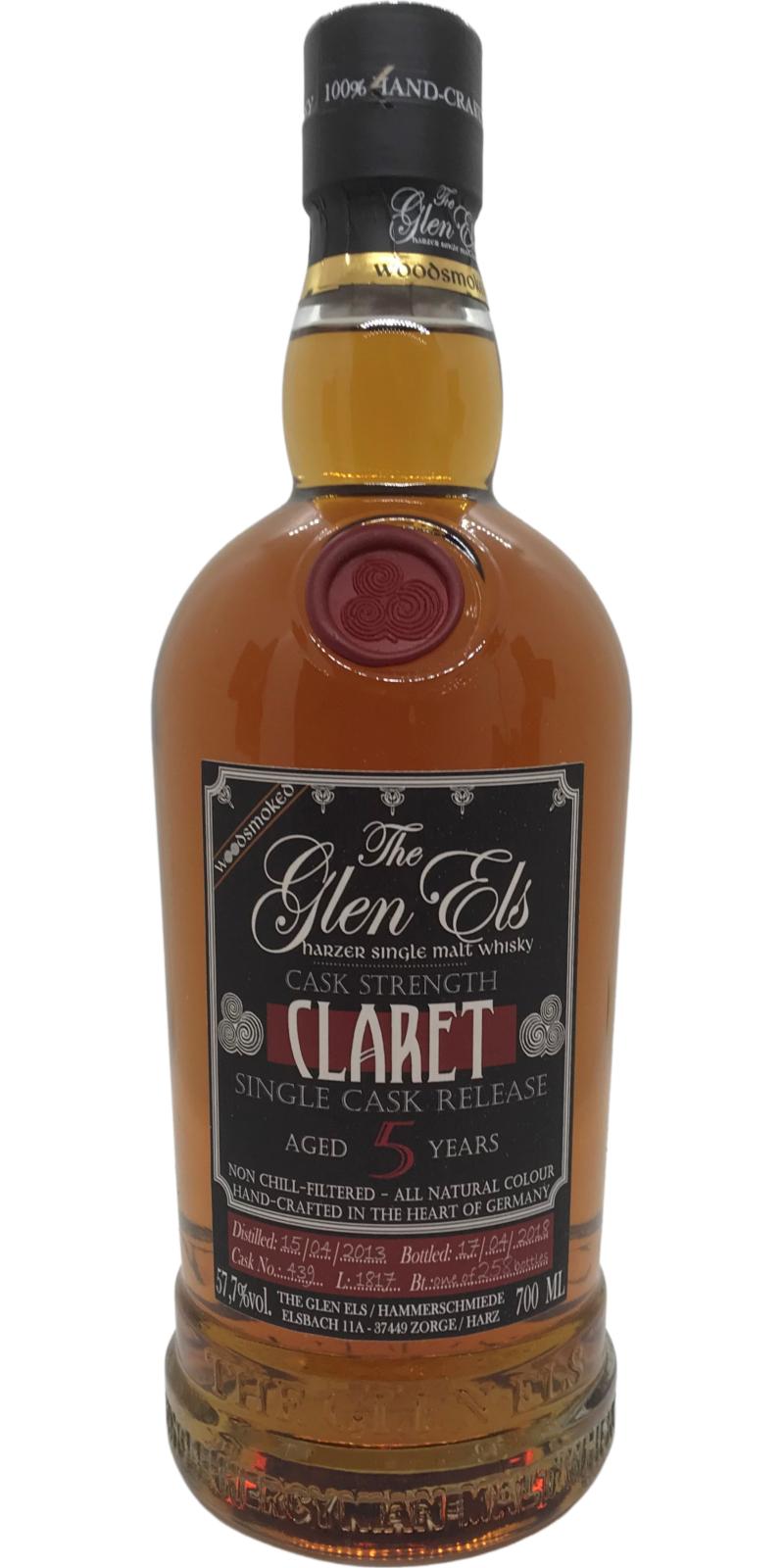 Glen Els 2013 - Claret Woodsmoked - Single Cask Release (Cask #439) 5 Year Old 2018 Release Single Malt Whisky | 700ML at CaskCartel.com