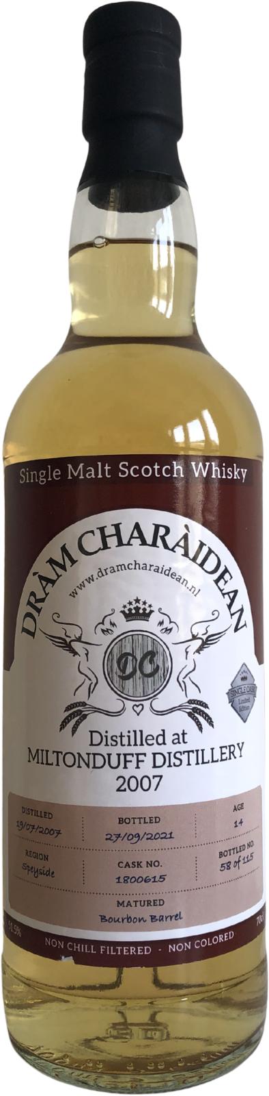 Miltonduff 2007 DC 14 Year Old (2021) Release (Cask #1800615) Scotch Whisky | 700ML at CaskCartel.com