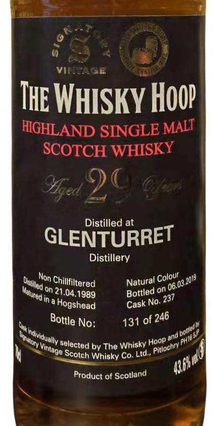 Glenturret 1989 (Signatory Vintage) The Whisky Hoop (Cask #237) 29 Year Old 2019 Release Single Malt Scotch Whisky | 700ML at CaskCartel.com