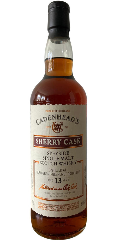 Glen Grant 2009 (Cadenhead's) Wood Range Sherry Cask 13 Year Old Scotch Whisky | 700ML at CaskCartel.com