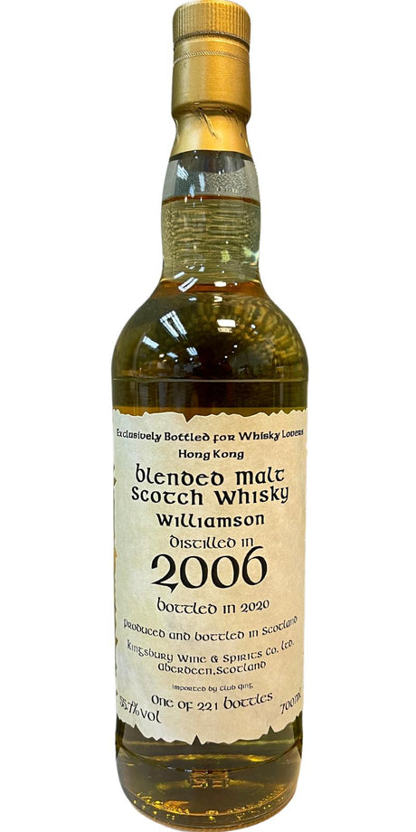 Williamson 2006 (Kingsbury) Whisky Lovers Hong Kong 14 Year Old 2020 Release (Cask #800219) Blended Malt Scotch Whisky | 700ML at CaskCartel.com