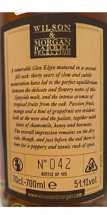 Glen Elgin 1988 (Wilson & Morgan) Barrel Selection 30 Year Old 2019 Release (Cask #4319) Single Malt Scotch Whisky | 700ML at CaskCartel.com