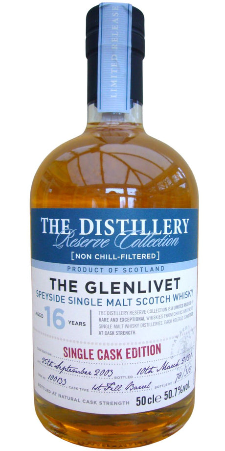 Glenlivet 2003 The Distillery Reserve Collection - Single Cask Edition 16 Year Old 2020 Release (Cask #100133) Single Malt Scotch Whisky | 500ML at CaskCartel.com