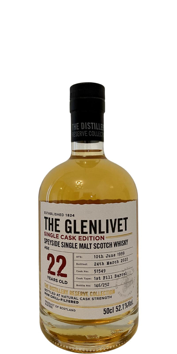 Glenlivet 1999 The Distillery Reserve Collection 22 Year Old Scotch Whisky | 500ML