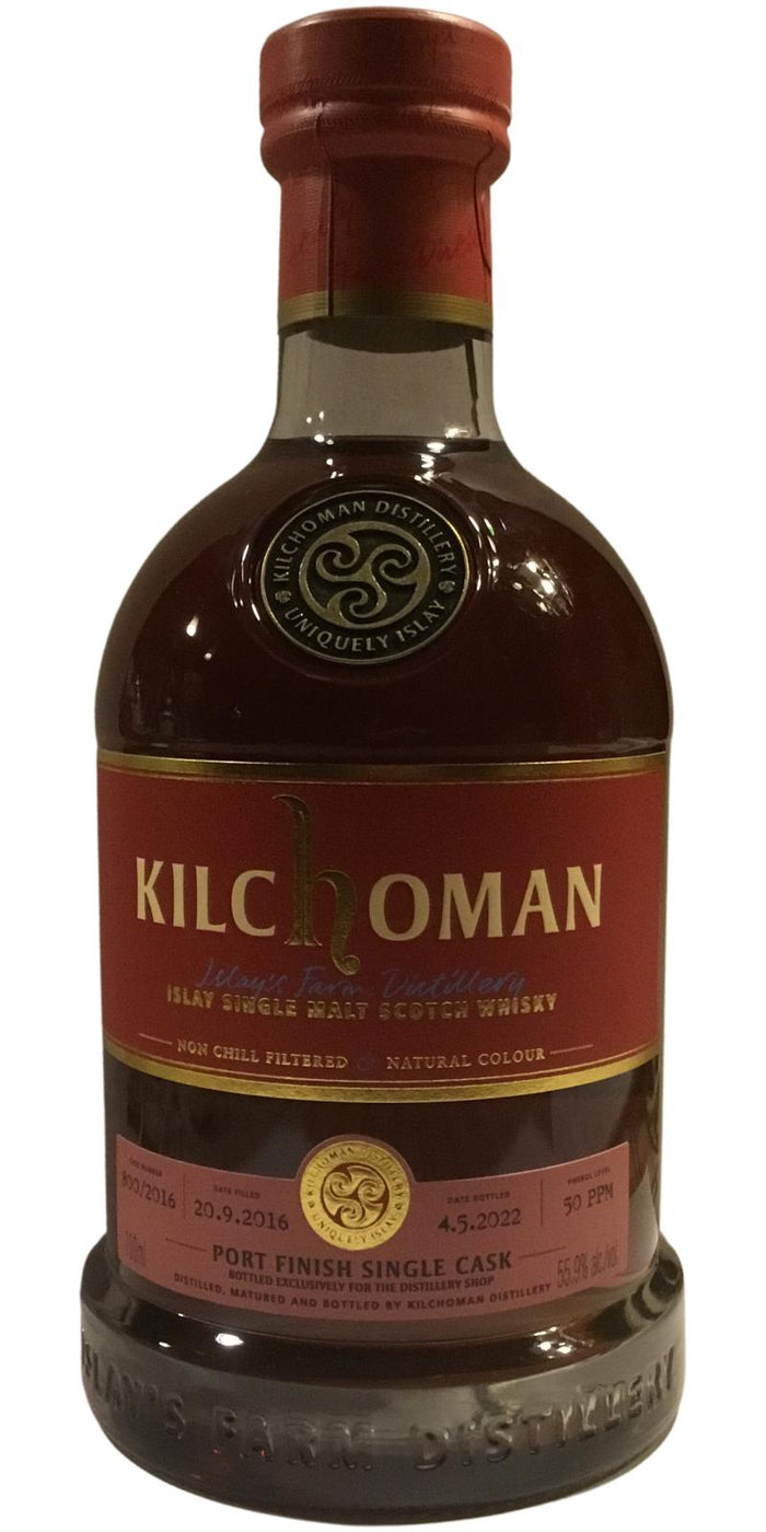 Kilchoman 2016 Port Finish Single Cask 5 Year Old Scotch Whisky | 700ML