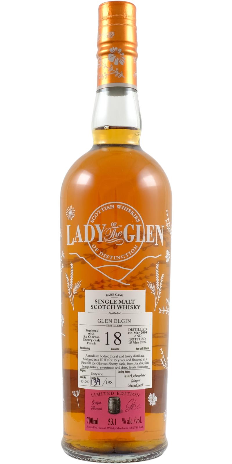 Glen Elgin 2004 (Lady of the Glen) 18 Year Old Rare Cask Scotch Whisky |  700ML