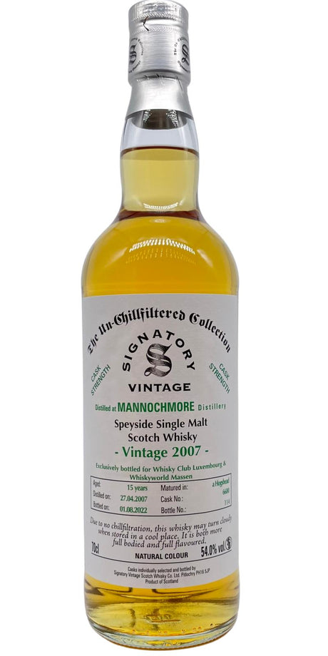 Mannochmore 2007 (Signatory Vintage) The Un-Chillfiltered Collection - Cask Strength Speyside Single Malt Scotch Whisky at CaskCartel.com