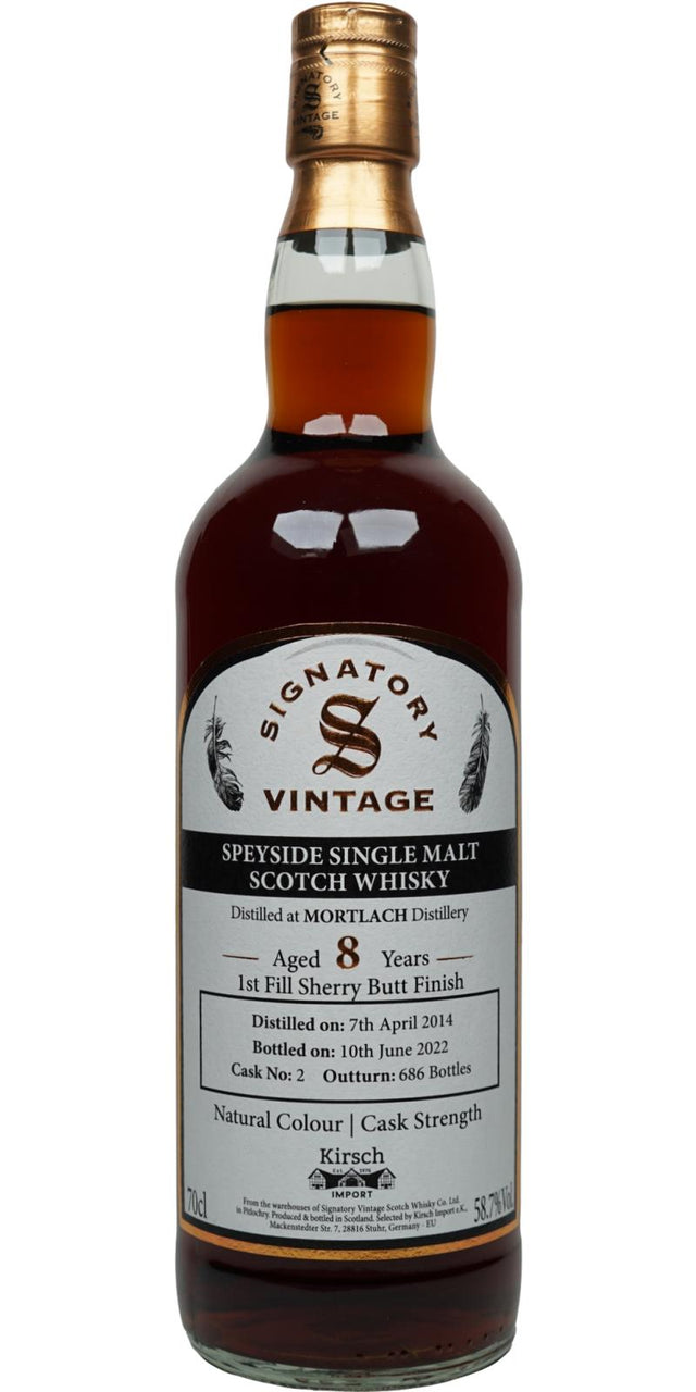 Mortlach 2014 (Signatory Vintage) Cask Strength Collection (8 Year Old) Speyside Single Malt Scotch Whisky at CaskCartel.com
