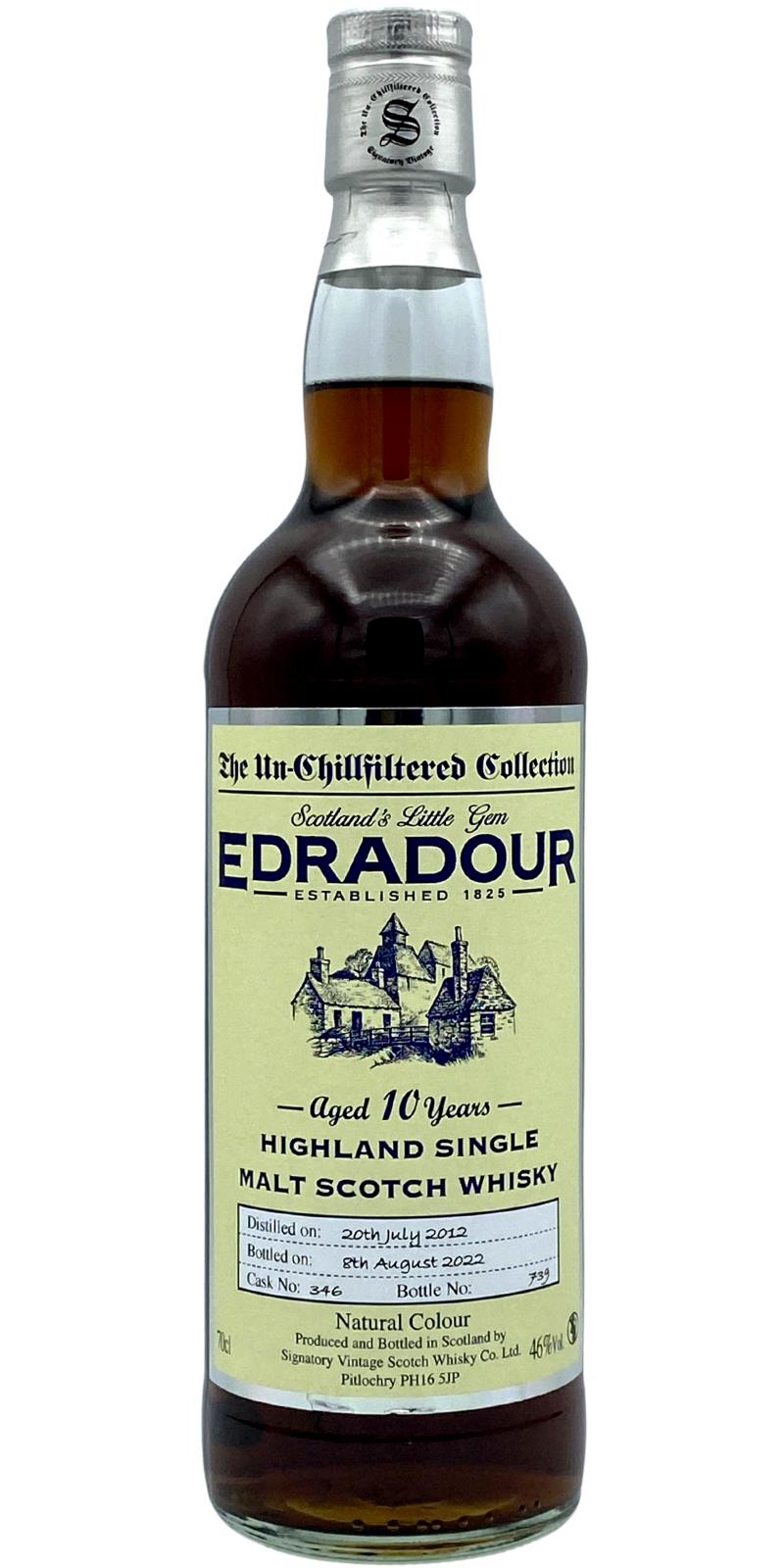 Edradour 10 Year Old (D.2012, B.2022) Cask No.346 Signatory Vintage Scotch Whisky | 700ML at CaskCartel.com