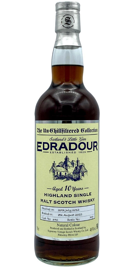 Edradour 10 Year Old (D.2012, B.2022) Cask No.346 Signatory Vintage Scotch Whisky | 700ML at CaskCartel.com