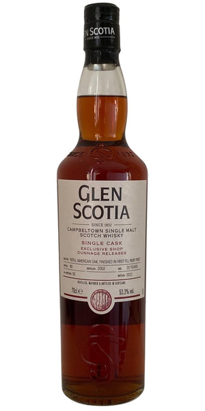 Glen Scotia 2002 Single Cask Exclusive Shop Dunnage Releases (20 Year Old) Campbeltown Single Malt Scotch Whisky at CaskCartel.com
