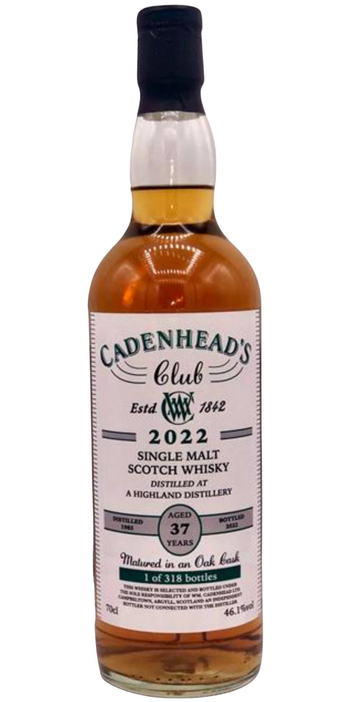 A Highland Distillery 1985 (Cadenhead's) Cadenhead's club (37 Year Old) Single Malt Scotch Whisky | 700ML