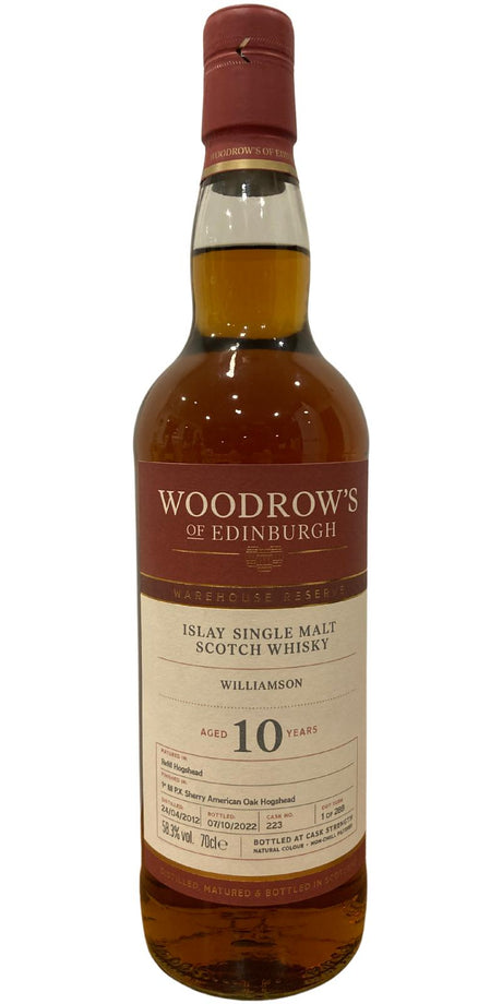 Williamson 2012 Woodrow's of Edinburgh Warehouse Reserve (10 Year Old) Islay Single Malt Scotch Whisky at CaskCartel.com