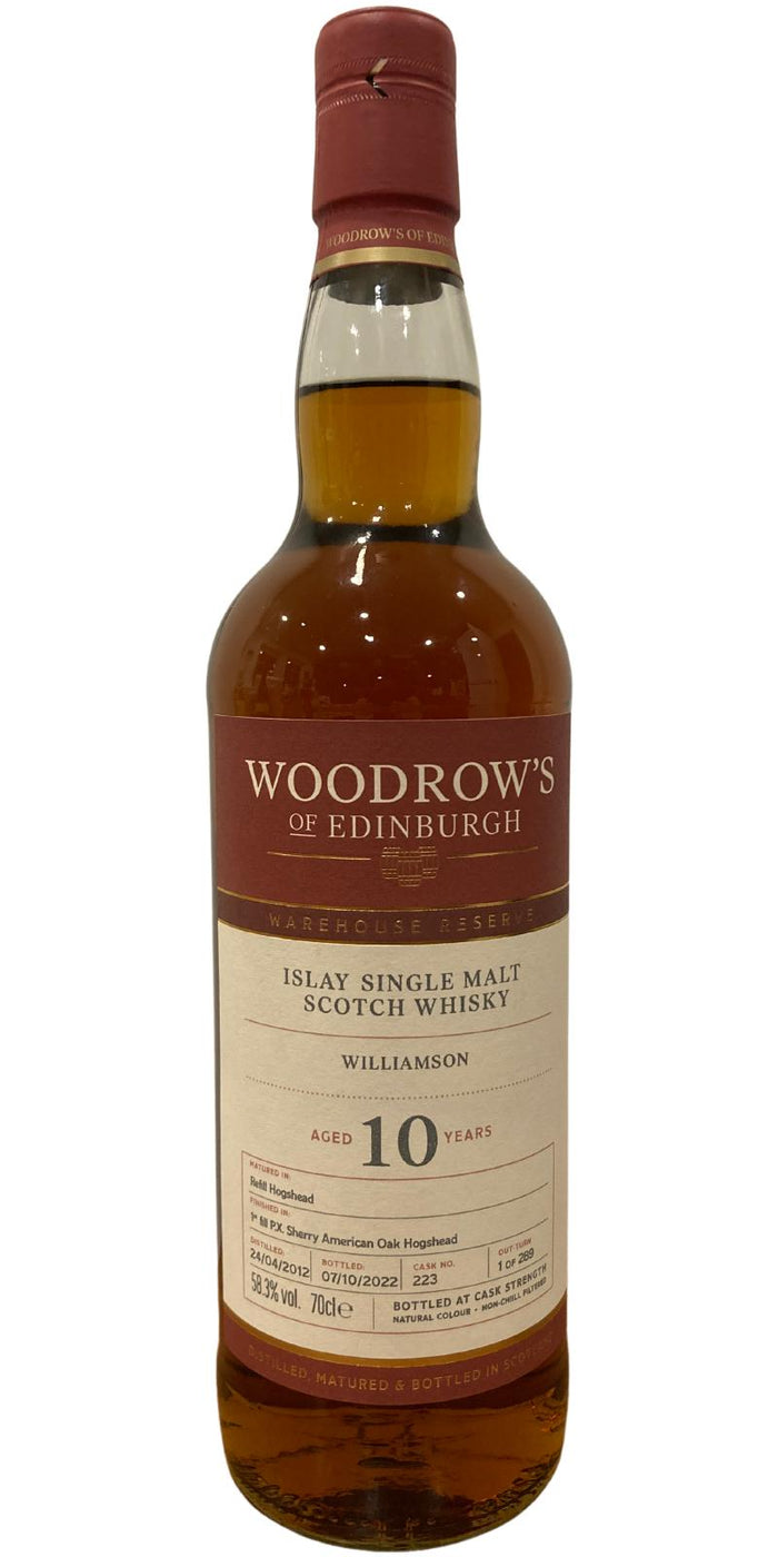 Williamson 2012 Woodrow's of Edinburgh Warehouse Reserve (10 Year Old) Islay Single Malt Scotch Whisky | 700ML