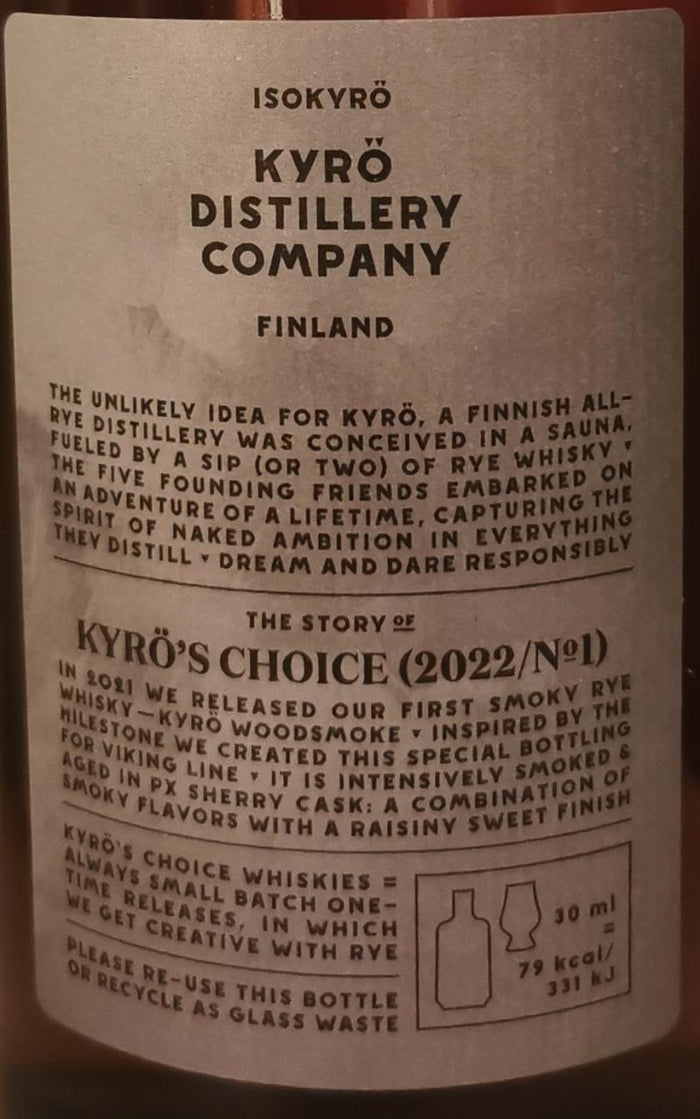 Kyrö 's Choice Smoke Rye PX Cask Whisky | 500ML