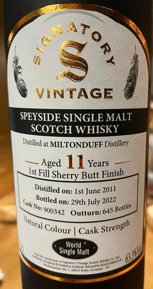 Miltonduff 2011 (Signatory Vintage) Natural Colour | Cask Strength (11 Year Old) Speside Single Malt Scotch Whisky | 700ML at CaskCartel.com