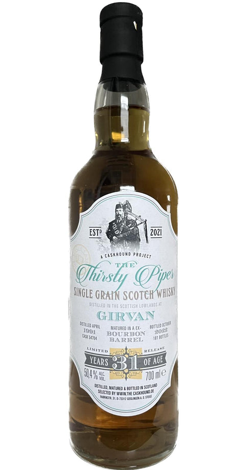Girvan 1991 (The Caskhound) The Thirsty Piper (31 Year Old) Single Grain Scotch Whisky | 700ML at CaskCartel.com