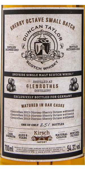 Glenrothes 2013 (Duncan Taylor) Sherry Octave Small Batch (8 Year Old) Single Malt Scotch Whisky | 700ML at CaskCartel.com