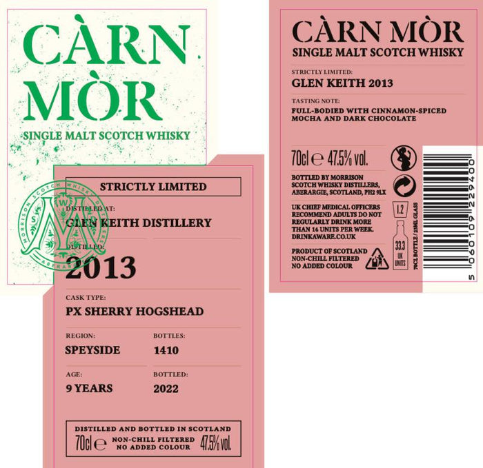 Glen Keith 2013 (Morrison Scotch Whisky Distillers) Càrn Mòr - Strictly Limited (9 Year Old) Single Malt WHisky | 700ML