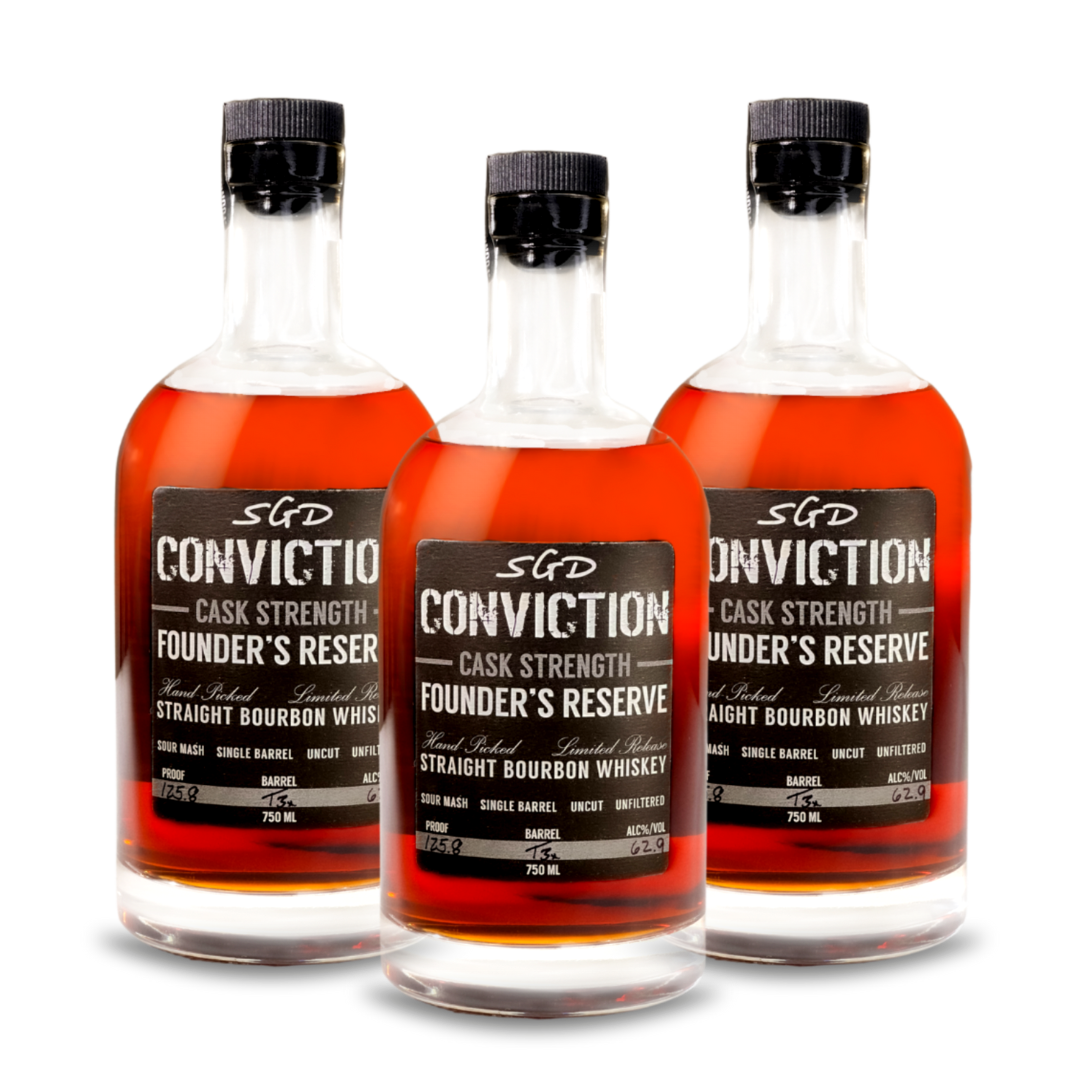 Conviction Founder's Reserve Cask Strength Bourbon Whiskey  (3) Bottle Bundle