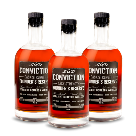 Conviction Founder's Reserve Cask Strength Bourbon Whiskey  (3) Bottle Bundle