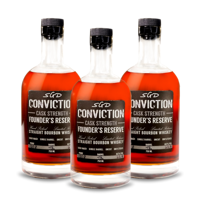 Conviction Founder's Reserve Cask Strength Bourbon Whiskey  (3) Bottle Bundle