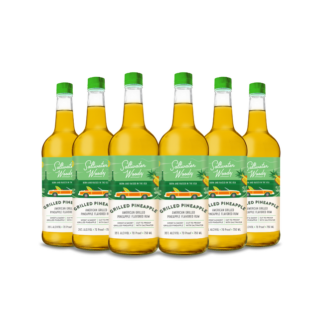 Saltwater Woody Grilled Pineapple American Grilled Pineapple Flavored Rum (6) Bottle Bundle at CaskCartel.com