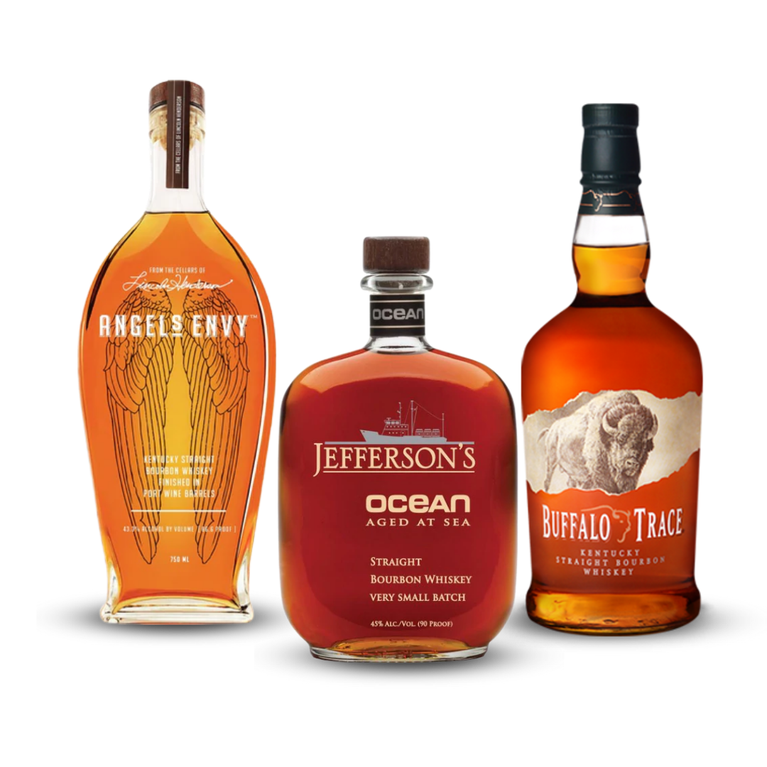 Father's Day Bundle 2023 | Angel's Envy Kentucky Straight Bourbon Whiskey + Jefferson's Ocean Aged At Sea Kentucky Straight Bourbon + Buffalo Trace Kentucky Straight Bourbon At CaskCartel.com